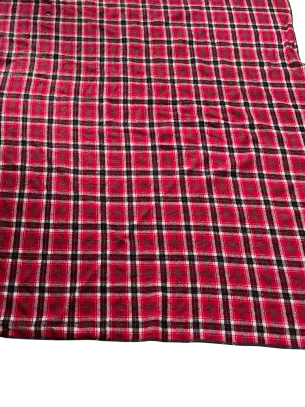 Vintage wool plaid red reversible blanket 56x72